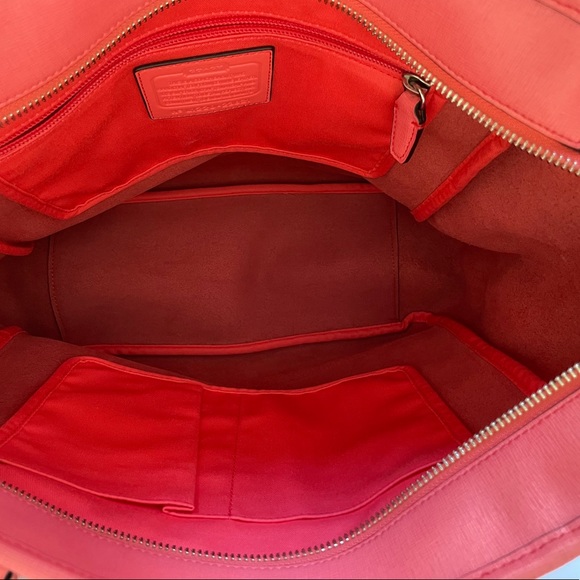 Coach saffiano coral pink leather tote